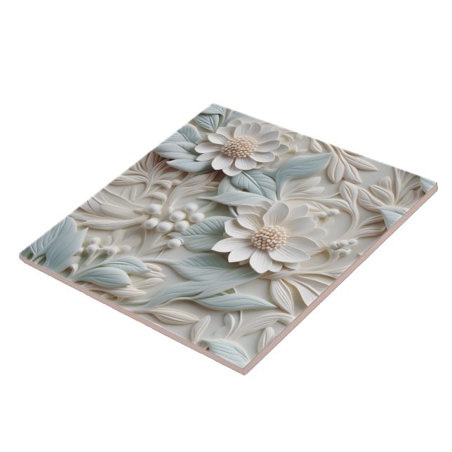 Elegant med inbyggd 3D-Blommigt Relief Kakelplatta (Sidan)