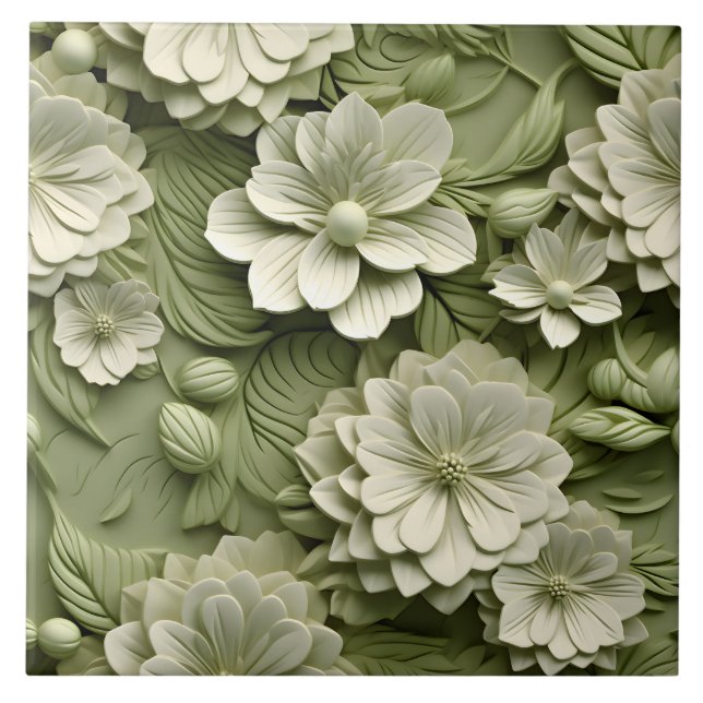 Elegant med inbyggd 3D-Blommigt Relief Kakelplatta (Framsidan)