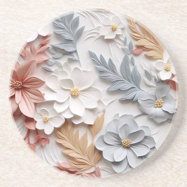 Elegant med inbyggd 3D-Blommigt Relief Underlägg (Framsidan)