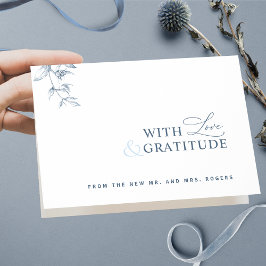 Elegant med Kärlek och Gratitude Blue Tack Kort