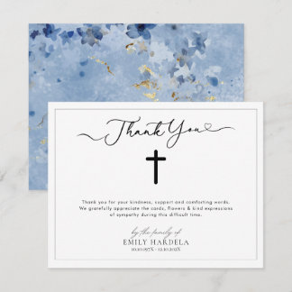 Elegant med Kor Golden Blue-Blommigt Tack Kort