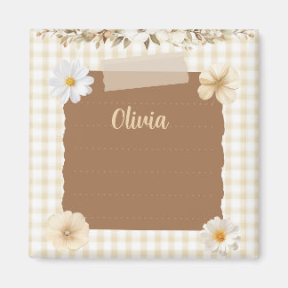 Elegant med mjuka Frimärke & Ro-dekortecken - C Magnet