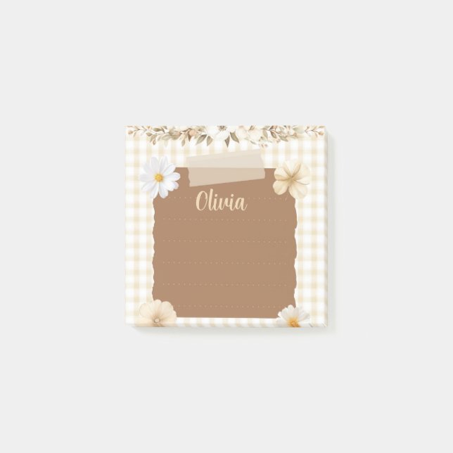 Elegant med mjuka Frimärke & Ro-dekortecken - C Post-it Block (Framsida)