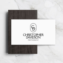 Elegant med Monogram-Logotyp vit/svart Visitkort