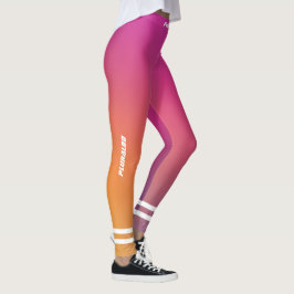 Elegant med monogrammerad rosa lila gult-workout leggings