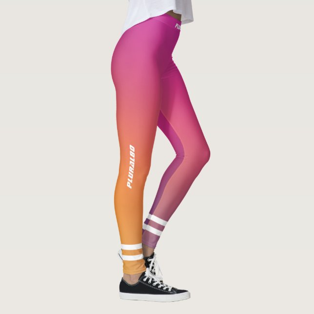 Elegant med monogrammerad rosa lila gult-workout leggings (Höger)