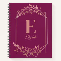 Elegant med monogrammet ro guld ram löv rosa