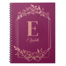 Elegant med monogrammet ro guld ram löv rosa