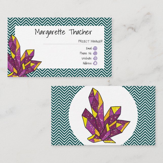 Elegant med mousserande Ametyst Crystal Minimalist Visitkort (Fram/baksida)