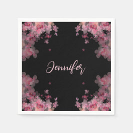 Elegant med namnet vattenfärgsmagnolia blommigt sv pappersservett