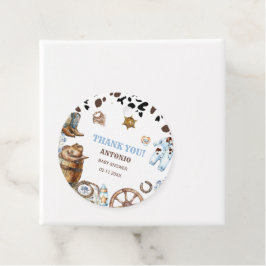 Elegant med vattenfärg Little Cowboy RodePaper Nap Gåvor Etiketter