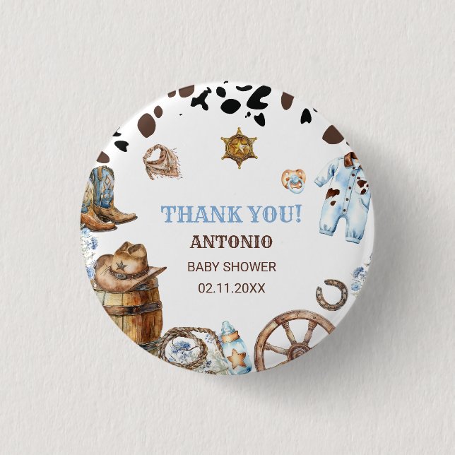 Elegant med vattenfärg Little Cowboy RodePaper Nap Knapp (Framsida)