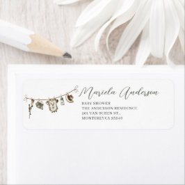 Elegant med vattentfärg Lite Hunter-babydusch Returadress Etikett