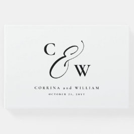 Elegant med versalfotokollage svartvit bröllop gästböcker