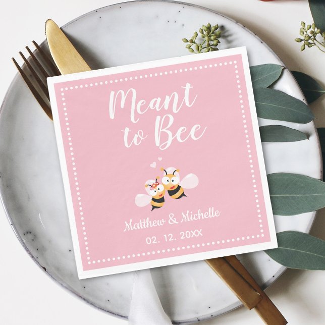 Elegant Medel för Bröllopsfest av biens Rosa Pappersservett (Skapare uppladdad)