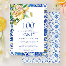 Elegant Medelhavet 100:e Födelsedagsfesten Lemon Inbjudningar