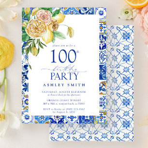 Elegant Medelhavet 100:e Födelsedagsfesten Lemon Inbjudningar