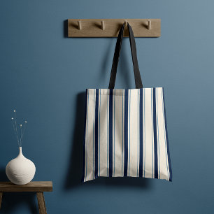 Elegant Medelhavet Cabana Randig Marinblå Tygkasse