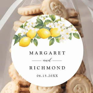 Elegant Medelhavet, Lemon Bröllop Runt Klistermärke