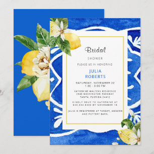 Elegant Medelhavets Blommigt och Lemon-Möhippan Inbjudningar