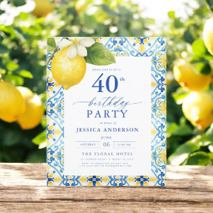 Elegant Medelhavets Lemon-Blommigt 40:e födelsedag