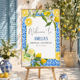 Elegant Medelhavsinspirerad Lemon Bröllopsdusch Vä Poster