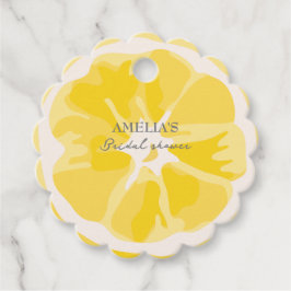 Elegant medelhavsinspirerad lemon floral bröllopsd gåvor etiketter