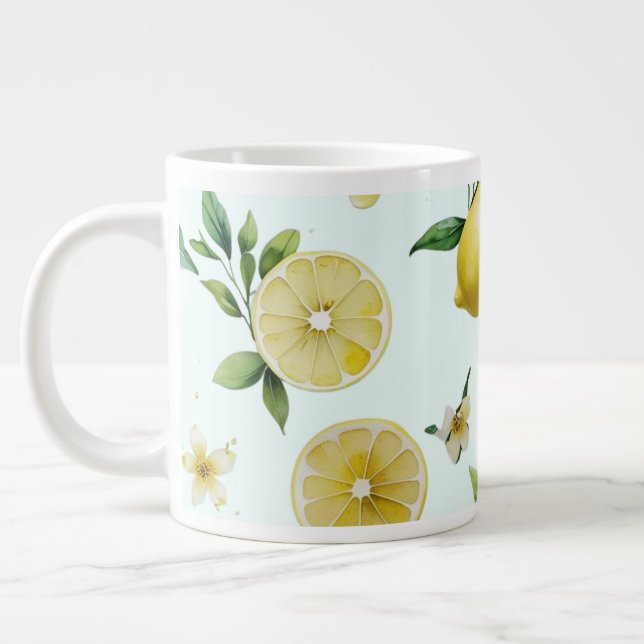Elegant medelhavsinspirerad lemon floral bröllopsf jumbo mugg (Vänster)