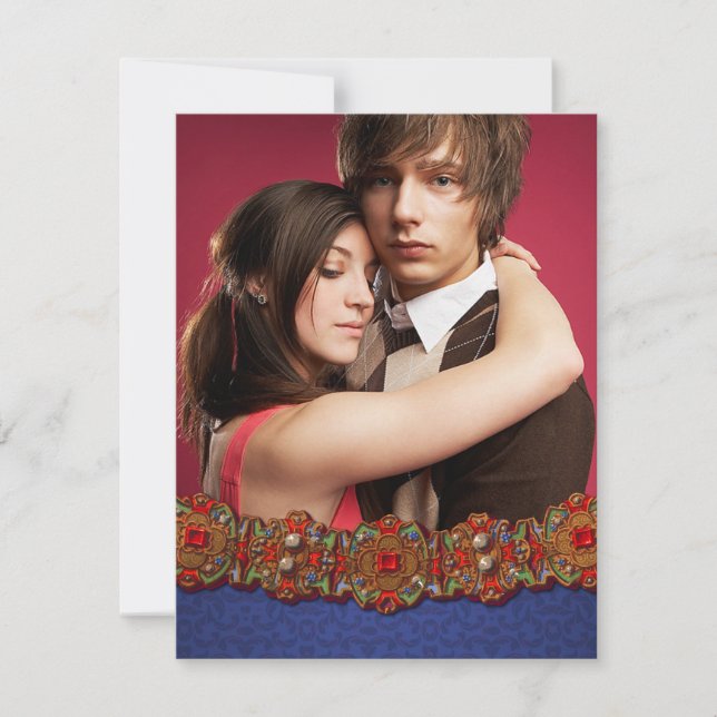 Elegant medeltida damastfoto Spara datum Datumet (Framsida)