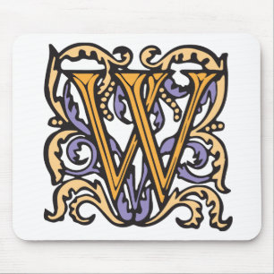Elegant medeltida Monogram för brevW-antikvitet Musmatta