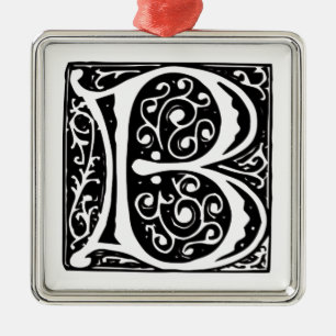 Elegant medeltida Monogram för renaissancebrev B Julgransprydnad Metall