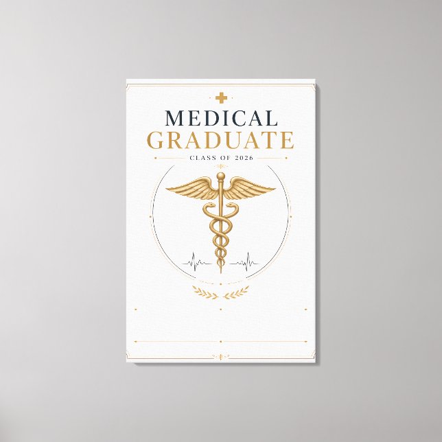 Elegant Medicinsk Examen 2026 Kaducé Canvastryck (Framsida)