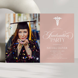 Elegant Medicinsk Kaduceus Anpassad Bild Examen Inbjudningar