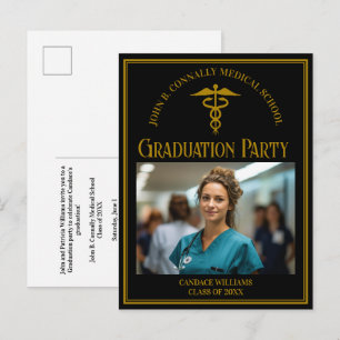 Elegant Medicinsk Skolavslutnings Foto Fest Inbjudan Vykort