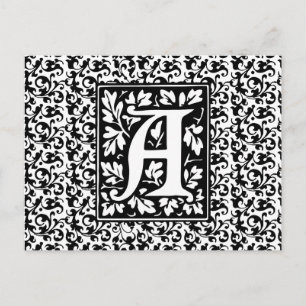 Elegant Medieval Brev A Antique Monogram Vykort