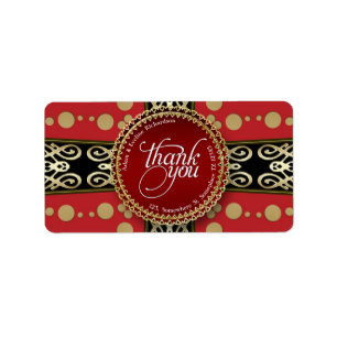 Elegant Medieval Red Guld & Black Tack Adressetikett