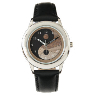 Elegant meditation bambu Yin Yang Armbandsur