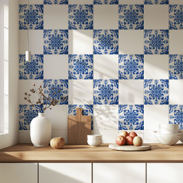 Elegant Mediterranean Blue White Pattern Kakelplatta