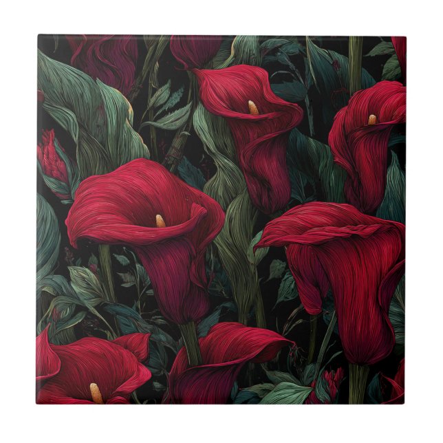 Elegant Mediterranean Calle Lilies Tiles  Kakelplatta (Framsidan)