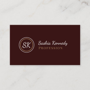 Elegant Medium Choklad Brun Profession Monogram Visitkort