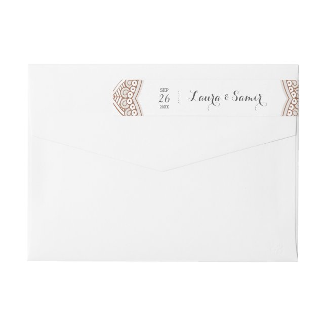 Elegant Mehndi Bröllop Etikettband (Baksidan)