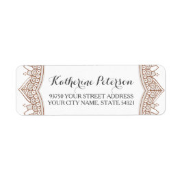 Elegant Mehndi Bröllop Returadress Etikett
