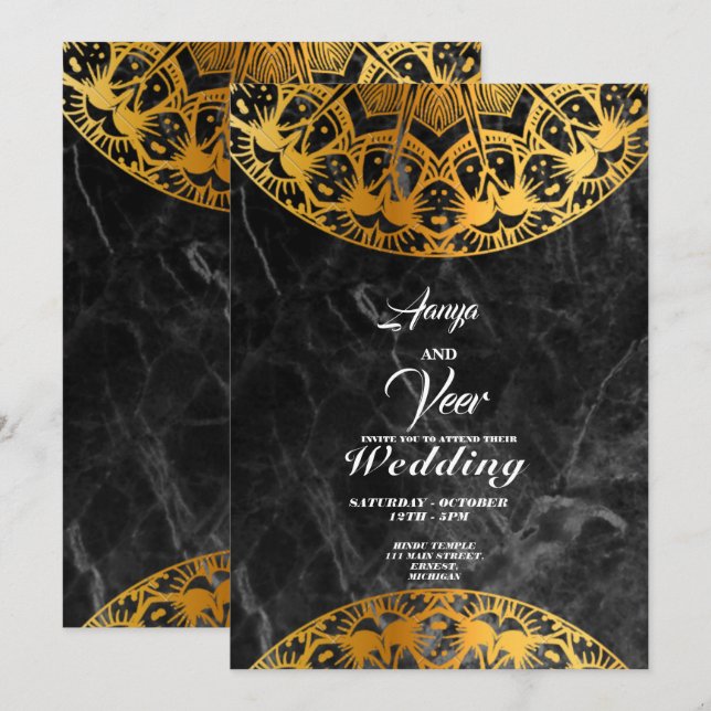 Elegant Mehndi bröllopsinbjudan Inbjudningar (Fram/baksida)