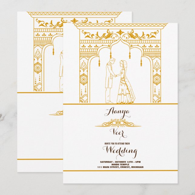 Elegant Mehndi bröllopsinbjudan Inbjudningar (Fram/baksida)