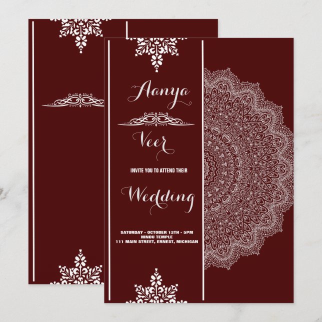Elegant Mehndi bröllopsinbjudan Inbjudningar (Fram/baksida)