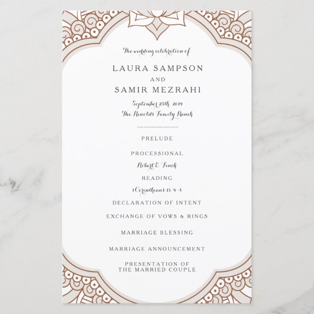 Elegant Mehndi-Bröllopsprogram (Framsida)