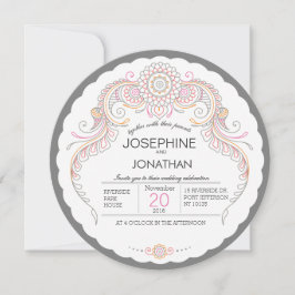 Elegant Mehndi-inbjudan till designbröllop Inbjudningar