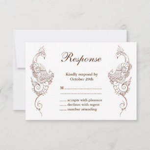 Elegant Mehndi Påfågel Bröllop RSVP OSA Kort
