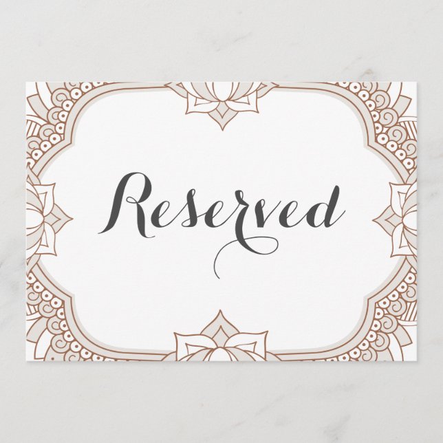 Elegant Mehndi Reserved Sign (Framsida)