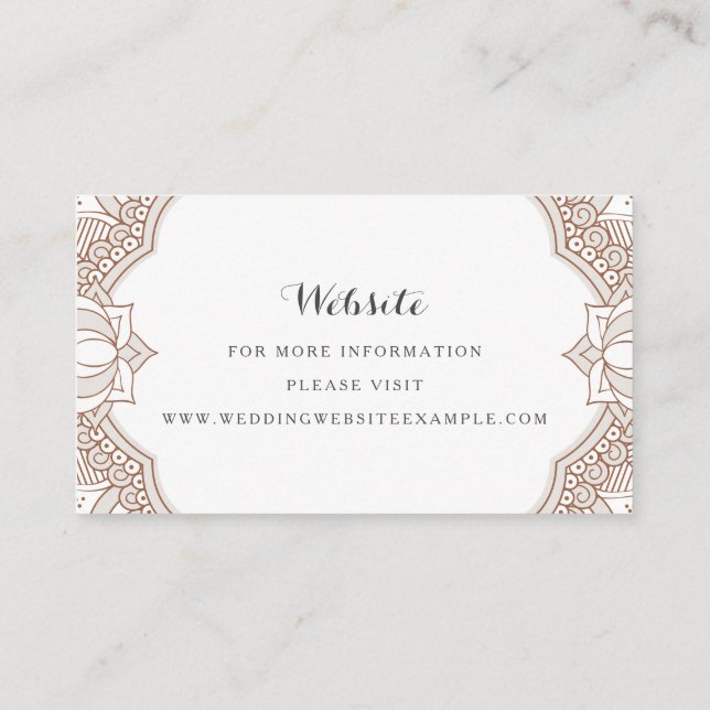 Elegant Mehndi-webbplatskort Visitkort (Baksida)